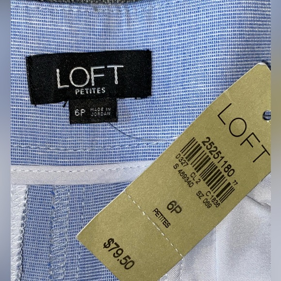 NWT Loft Blue Ruffle Hem Cropped Ankle Pants Size 6P Petite - Picture 10 of 12